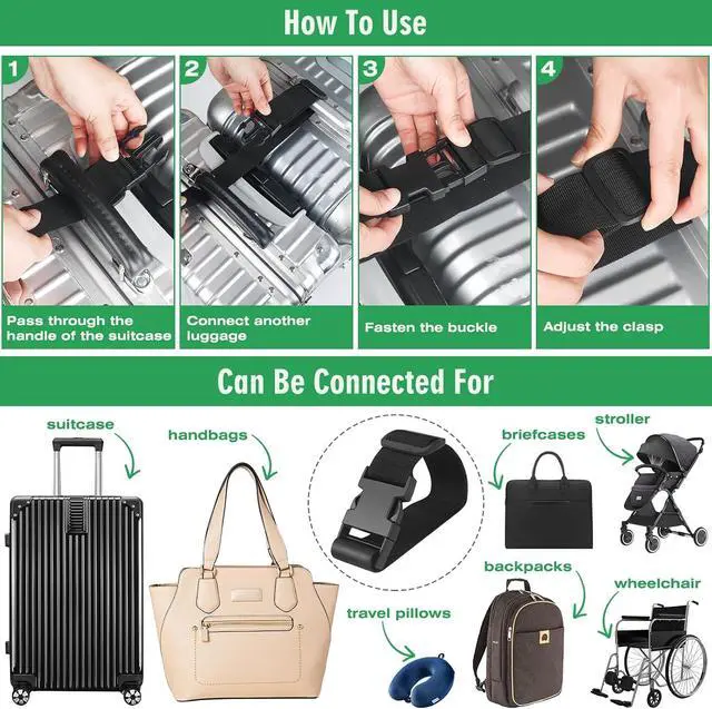 Alt view image 5 of 7 - 2PCS 22 inch Add a Bag Luggage Straps for Suitcase, Adjustable Suitcase Strap, Travel Accessories Travel Attachment for Connecting Two Suitcases or Smaller Packages Together -Black