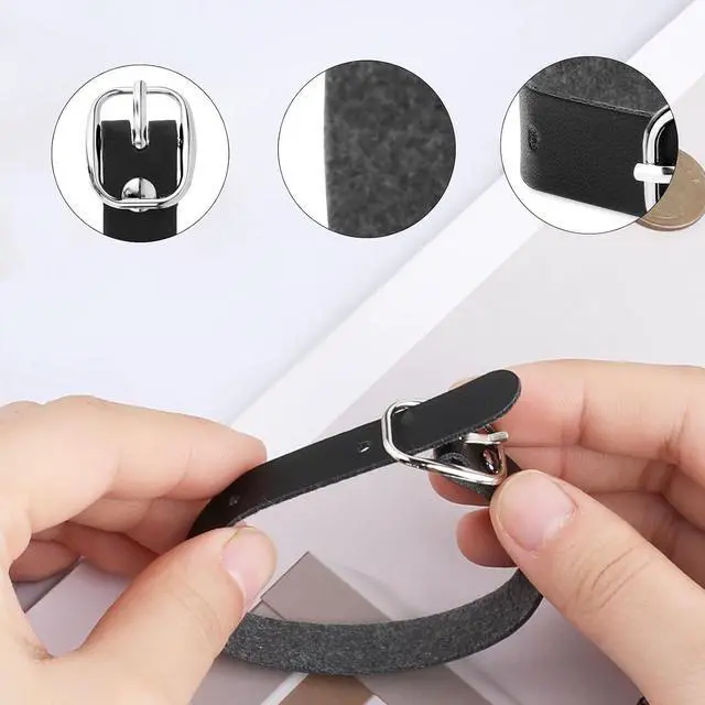 Alt view image 3 of 7 - 10PCS PU Leather Luggage Tag Straps with Metal Buckle | Black Brown Leather Luggage Tag Loops with Metal Buckle, Adjustable Luggages Belt Strap for Name Tags, ID Cards and Bag Acc