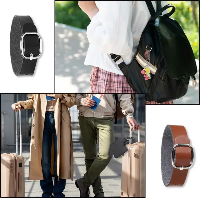 Alt view image 5 of 7 - 10PCS PU Leather Luggage Tag Straps with Metal Buckle | Black Brown Leather Luggage Tag Loops with Metal Buckle, Adjustable Luggages Belt Strap for Name Tags, ID Cards and Bag Acc
