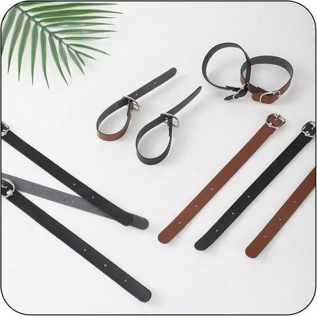 Alt view image 6 of 7 - 10PCS PU Leather Luggage Tag Straps with Metal Buckle | Black Brown Leather Luggage Tag Loops with Metal Buckle, Adjustable Luggages Belt Strap for Name Tags, ID Cards and Bag Acc