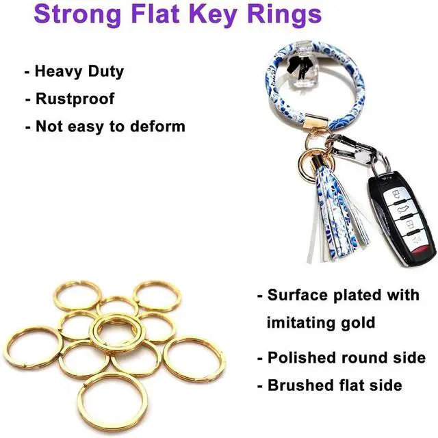 Alt view image 2 of 7 - Key Rings for Keychain, Car Keys, Dog Tag Ring, Crafts, Golden, 12Pics