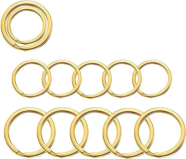 Main image of Key Rings for Keychain, Car Keys, Dog Tag Ring, Crafts, Golden, 12Pics