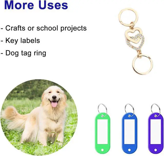 Alt view image 4 of 7 - Key Rings for Keychain, Car Keys, Dog Tag Ring, Crafts, Golden, 12Pics