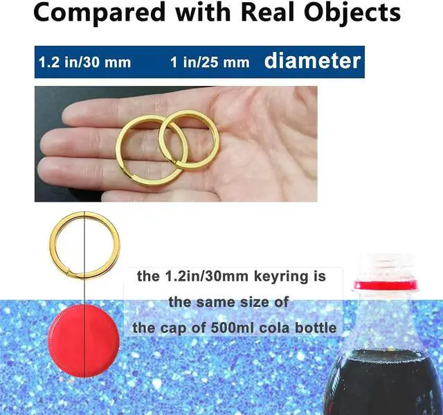 Alt view image 7 of 7 - Key Rings for Keychain, Car Keys, Dog Tag Ring, Crafts, Golden, 12Pics