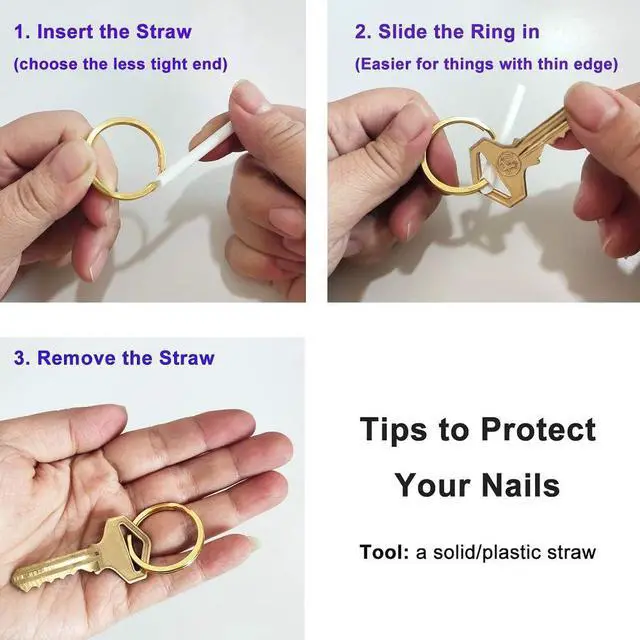 Alt view image 6 of 7 - Key Rings for Keychain, Car Keys, Dog Tag Ring, Crafts, Golden, 12Pics