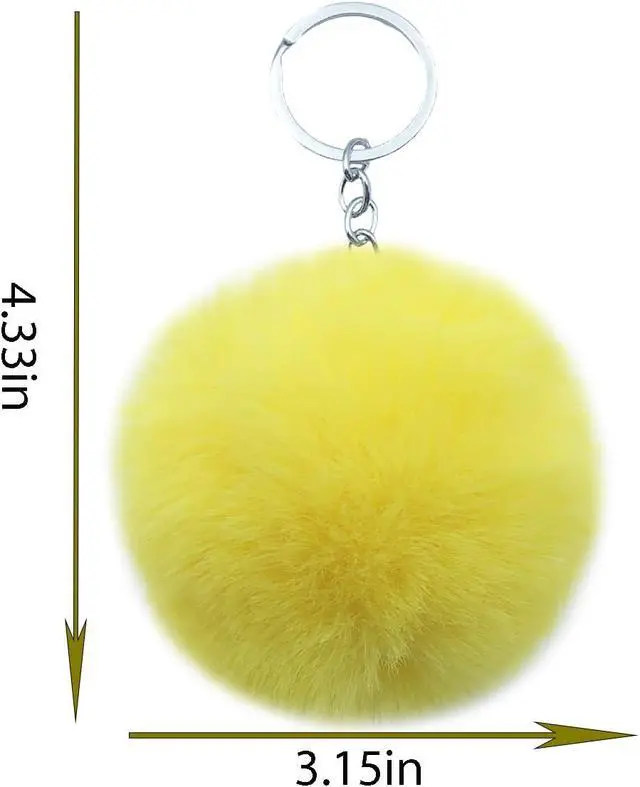 Alt view image 2 of 6 - Unpafcxddyig 5 Pieces Pom Pom Keychains Faux Rabbit Fur Ball Keychain Fluffy Puff Ball Keyring