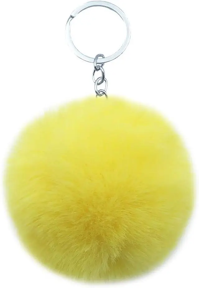 Alt view image 3 of 6 - Unpafcxddyig 5 Pieces Pom Pom Keychains Faux Rabbit Fur Ball Keychain Fluffy Puff Ball Keyring