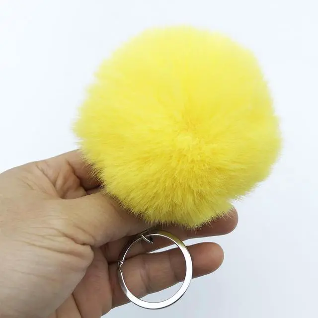 Alt view image 4 of 6 - Unpafcxddyig 5 Pieces Pom Pom Keychains Faux Rabbit Fur Ball Keychain Fluffy Puff Ball Keyring