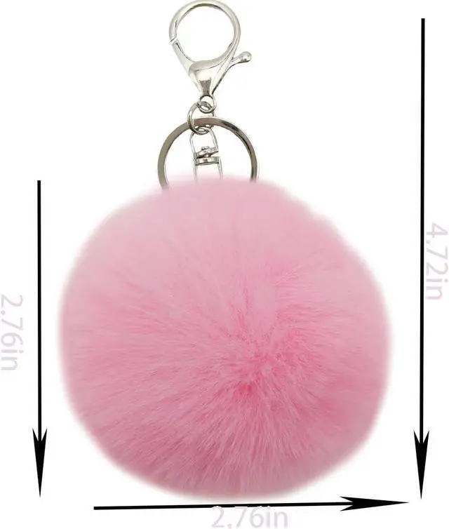 Alt view image 2 of 4 - 2 pieces Car Key Soft Plush Pompoms Keychain for Women Pendant Accessories