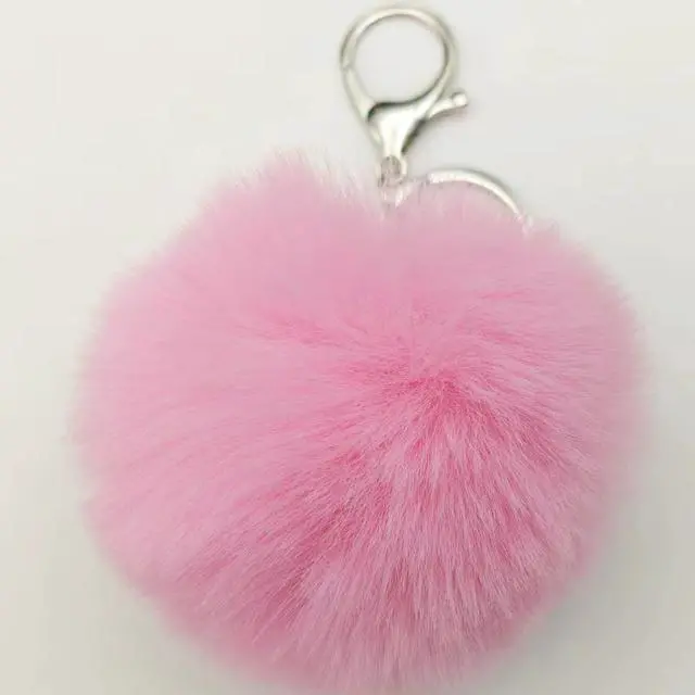 Alt view image 3 of 4 - 2 pieces Car Key Soft Plush Pompoms Keychain for Women Pendant Accessories