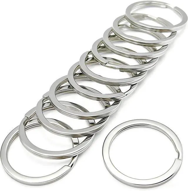 Main image of 11 Pcs Stainless Steel Keyrings,Heavy Duty Round Split Key Chain Rings,30 mm/1.2 inch Flat Keyring