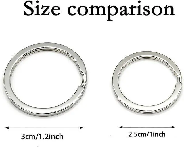 Alt view image 3 of 6 - 11 Pcs Stainless Steel Keyrings,Heavy Duty Round Split Key Chain Rings,30 mm/1.2 inch Flat Keyring