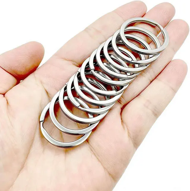 Alt view image 5 of 6 - 11 Pcs Stainless Steel Keyrings,Heavy Duty Round Split Key Chain Rings,30 mm/1.2 inch Flat Keyring