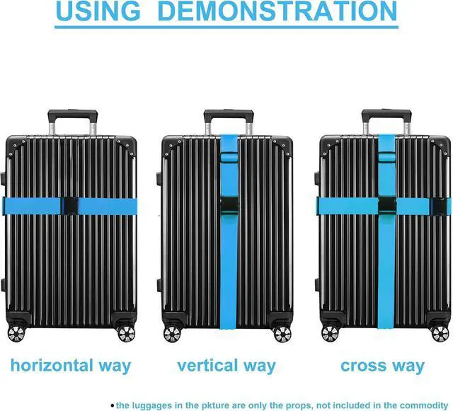 Alt view image 5 of 7 - Luggage Straps for Suitcases TSA Approved Travel Belt 4 Pack by Chelmon (Sky Blue)