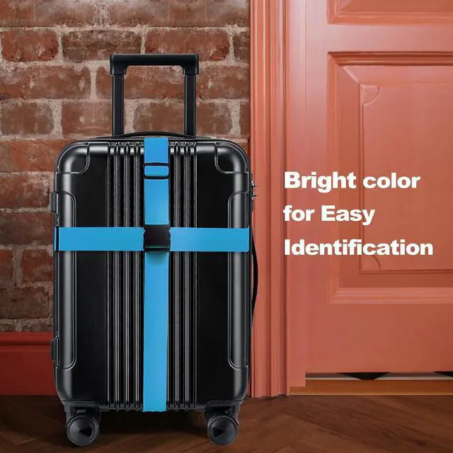 Alt view image 6 of 7 - Luggage Straps for Suitcases TSA Approved Travel Belt 4 Pack by Chelmon (Sky Blue)