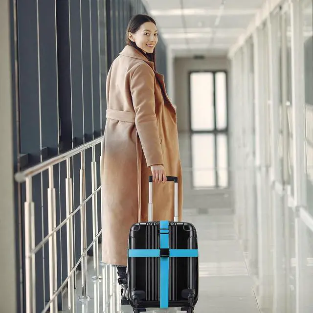 Alt view image 7 of 7 - Luggage Straps for Suitcases TSA Approved Travel Belt 4 Pack by Chelmon (Sky Blue)
