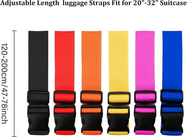 Alt view image 2 of 6 - 2 Pack Suitcase Straps, Bright Color Adjustable Luggage Belts, TSA Approved (Black)
