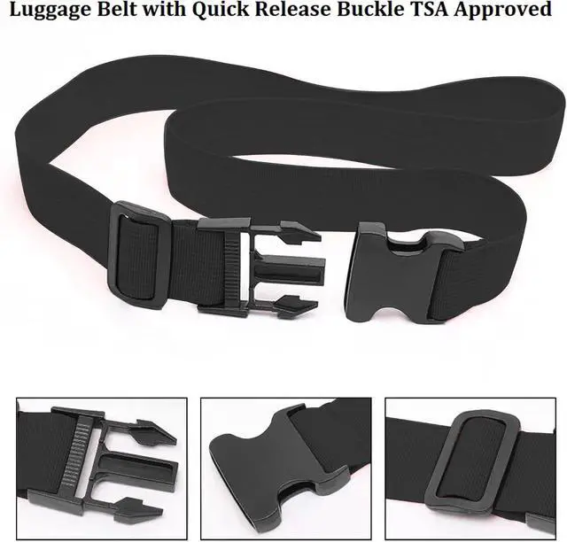 Alt view image 3 of 6 - 2 Pack Suitcase Straps, Bright Color Adjustable Luggage Belts, TSA Approved (Black)
