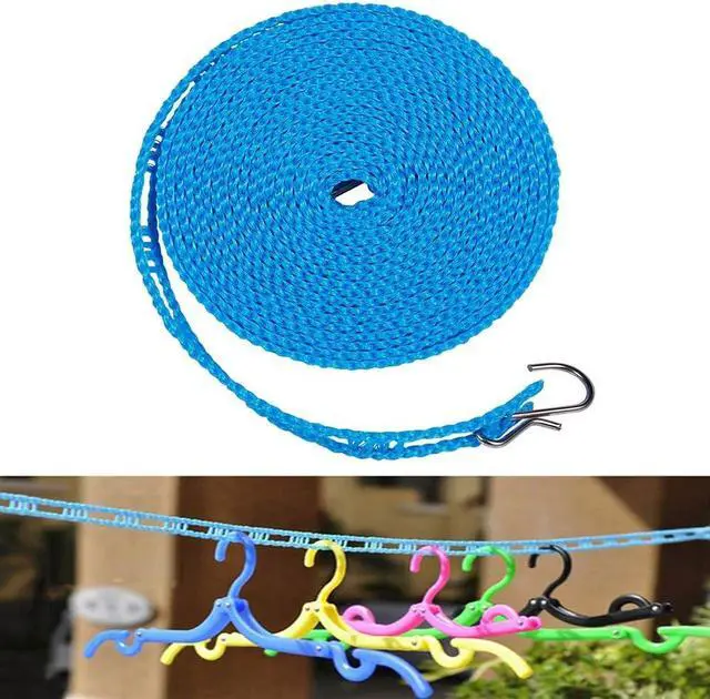 Alt view image 6 of 7 - Foshine Clotheslines 3 pcs 1.64ft Length Clothes Drying Rope Portable | Windproof 5m Clothesline For Camping Travel Indoor Outdoor Laundry Clothes Line Blue Pink Green