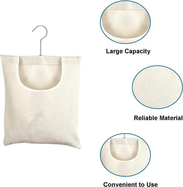 Alt view image 2 of 7 - Ragyzity Canvas Clothespin Bag, Beige (32x27 cm/13.33x11.25 inch), Zipper Closure, Portable Clothes Pin Hanging Bag for Home Balcony Travel