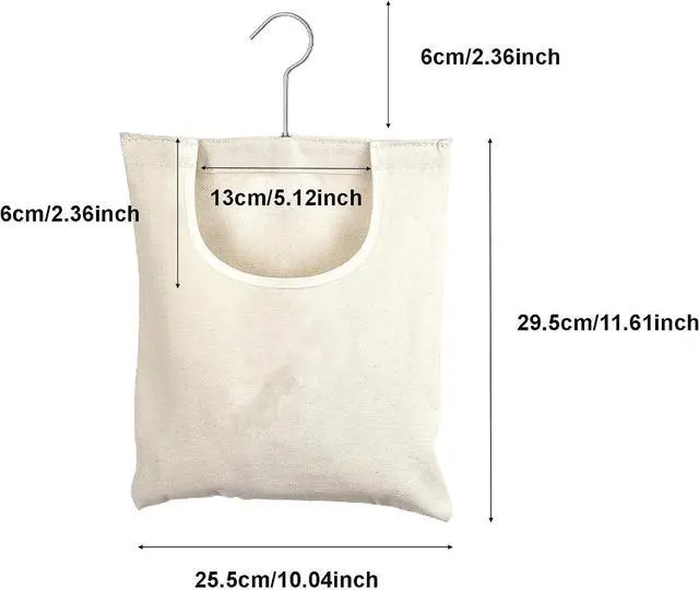 Alt view image 3 of 7 - Ragyzity Canvas Clothespin Bag, Beige (32x27 cm/13.33x11.25 inch), Zipper Closure, Portable Clothes Pin Hanging Bag for Home Balcony Travel