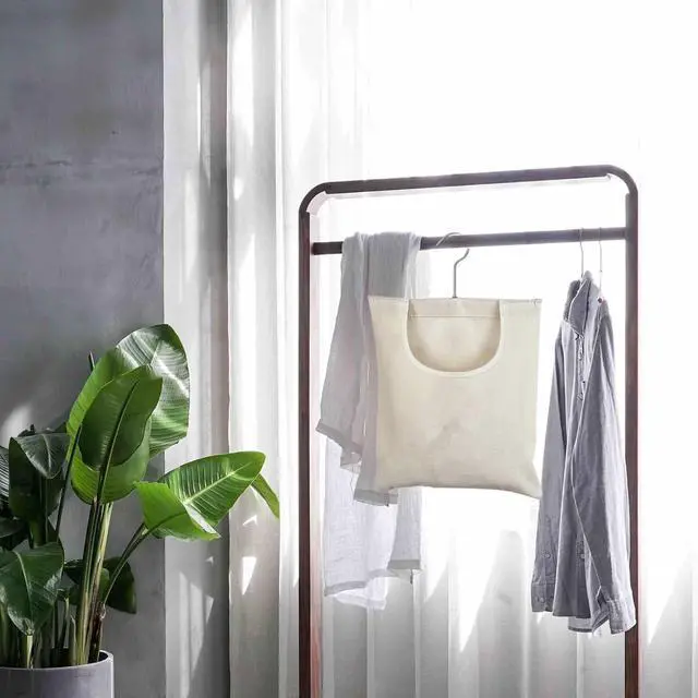 Alt view image 7 of 7 - Ragyzity Canvas Clothespin Bag, Beige (32x27 cm/13.33x11.25 inch), Zipper Closure, Portable Clothes Pin Hanging Bag for Home Balcony Travel