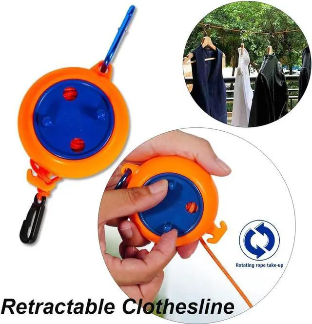 Alt view image 3 of 7 - 26ft Retractable Clothesline Portable Camping Travel Clothes Line Elastic Adjustable Clothesline for Outdoor/Indoor, Camping, Backyard, Hotel