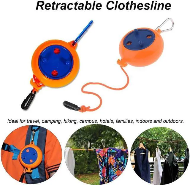 Alt view image 4 of 7 - 26ft Retractable Clothesline Portable Camping Travel Clothes Line Elastic Adjustable Clothesline for Outdoor/Indoor, Camping, Backyard, Hotel
