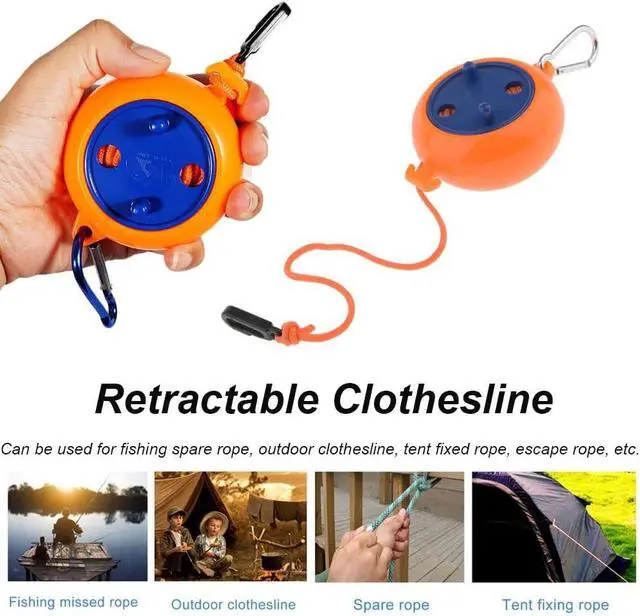 Alt view image 2 of 7 - 26ft Retractable Clothesline Portable Camping Travel Clothes Line Elastic Adjustable Clothesline for Outdoor/Indoor, Camping, Backyard, Hotel