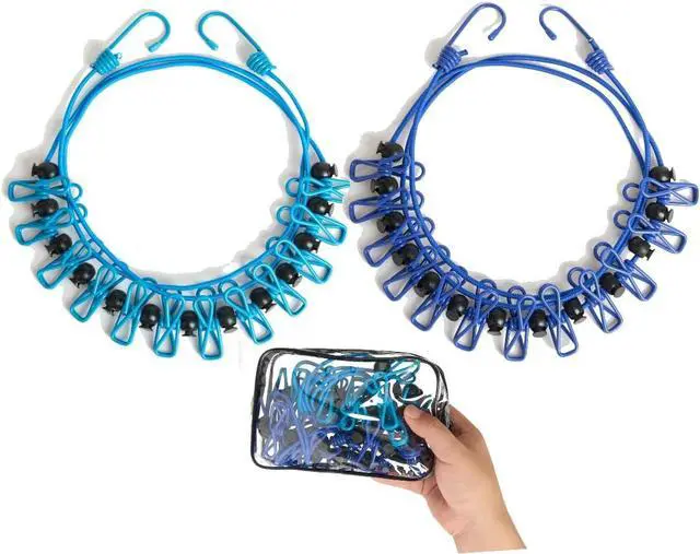 Main image of 2 Pack Retractable Portable Travel Clothesline, Camping Clothing Line Set