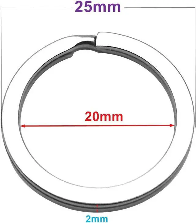 Alt view image 4 of 5 - 20 Pack Key Ring Keychain 1 Inch 25mm Diameter Metal Flat Split Key Chains Rings for Home Car Dog Tag Office Lanyards Keys Attachment Silver