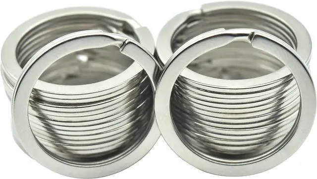 Main image of 20 Pack Key Ring Keychain 1 Inch 25mm Diameter Metal Flat Split Key Chains Rings for Home Car Dog Tag Office Lanyards Keys Attachment Silver