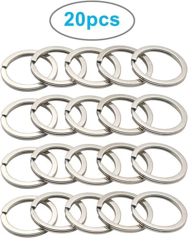 Alt view image 2 of 5 - 20 Pack Key Ring Keychain 1 Inch 25mm Diameter Metal Flat Split Key Chains Rings for Home Car Dog Tag Office Lanyards Keys Attachment Silver