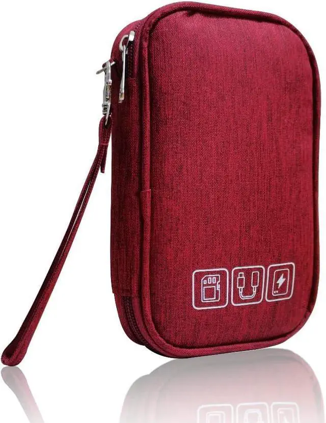 Main image of Electronic Organizer Bag Cable Organizer Travel Cord Organizer Case Pouch Portable Carrying Case for Charger Hard Drive Earphone USB SD Card (Red)