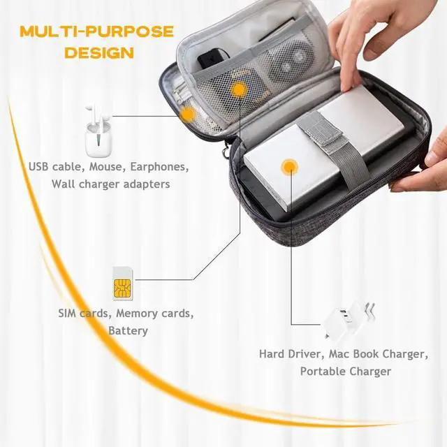 Alt view image 4 of 7 - Electronic Organizer Bag Cable Organizer Travel Cord Organizer Case Pouch Portable Carrying Case for Charger Hard Drive Earphone USB SD Card (Red)