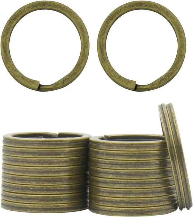 Main image of 20 Pack Key Ring Keychain 1 Inch 25mm Diameter Metal Flat Split Key Chains Rings for Home Car Dog Tag Office Lanyards Keys Attachment Bronze