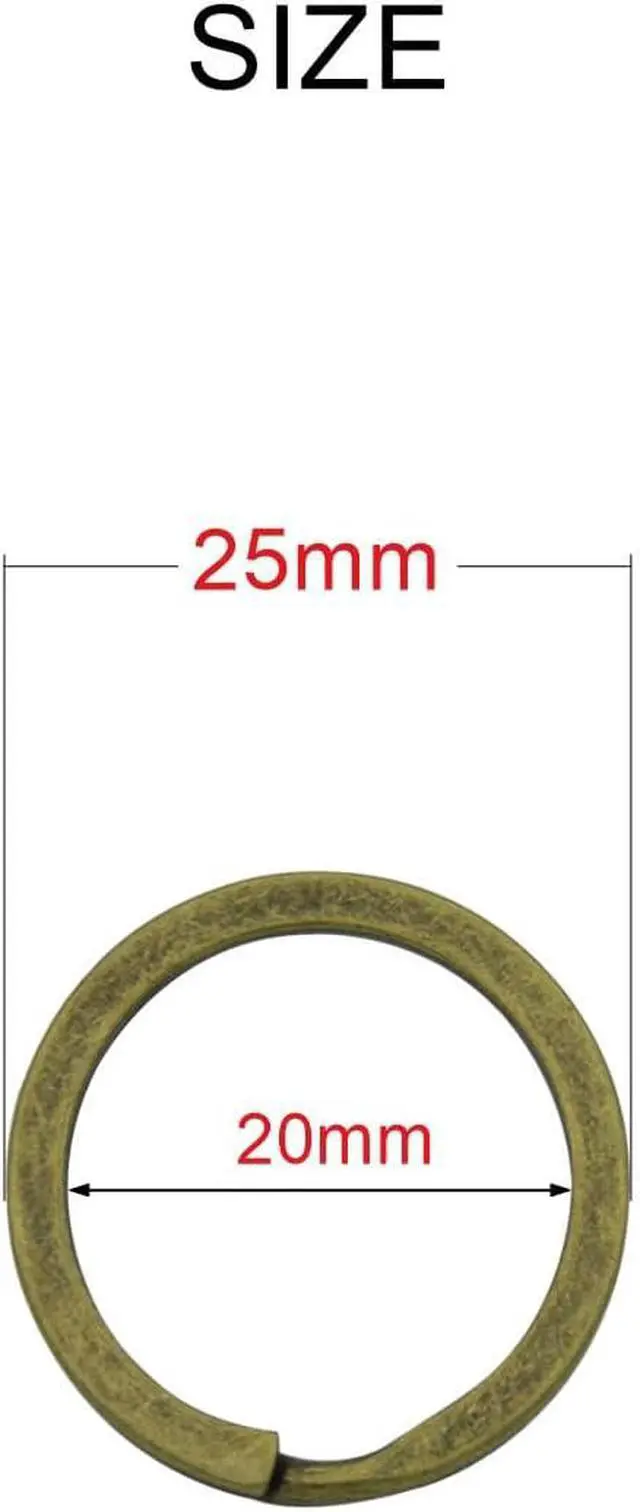 Alt view image 2 of 7 - 20 Pack Key Ring Keychain 1 Inch 25mm Diameter Metal Flat Split Key Chains Rings for Home Car Dog Tag Office Lanyards Keys Attachment Bronze