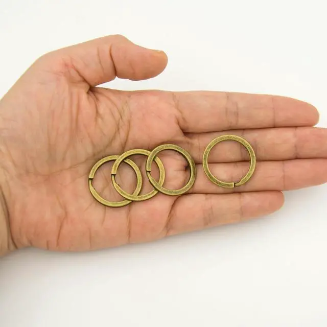 Alt view image 3 of 7 - 20 Pack Key Ring Keychain 1 Inch 25mm Diameter Metal Flat Split Key Chains Rings for Home Car Dog Tag Office Lanyards Keys Attachment Bronze