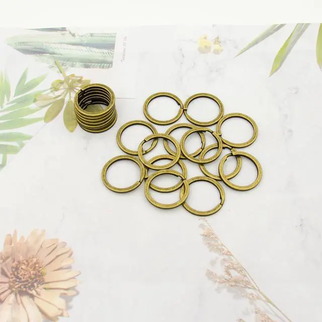 Alt view image 4 of 7 - 20 Pack Key Ring Keychain 1 Inch 25mm Diameter Metal Flat Split Key Chains Rings for Home Car Dog Tag Office Lanyards Keys Attachment Bronze
