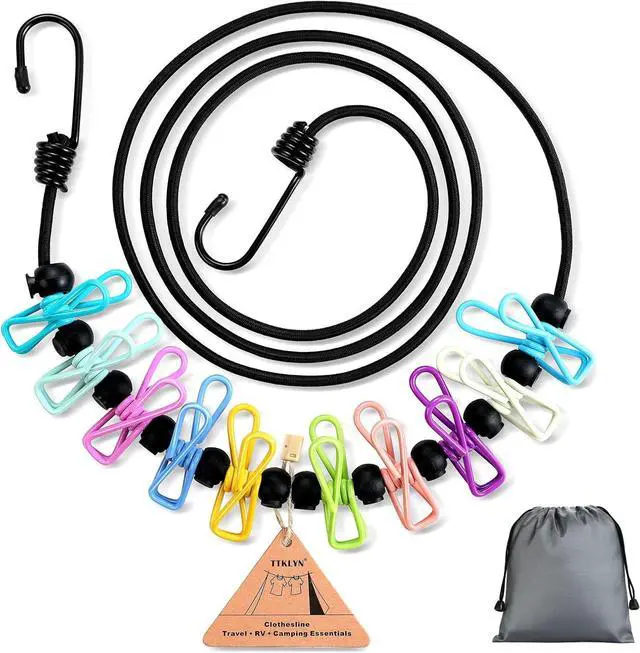 Main image of Clothesline Camping Essentials, Elastic Travel Clothes Line Camping Gear for Outdoor Glamping, Cruise and RV Must Haves, 1 Count