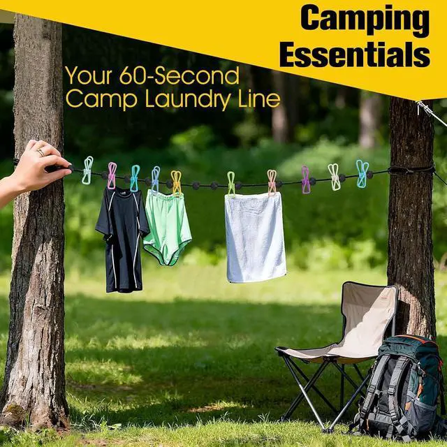 Alt view image 6 of 7 - Clothesline Camping Essentials, Elastic Travel Clothes Line Camping Gear for Outdoor Glamping, Cruise and RV Must Haves, 1 Count