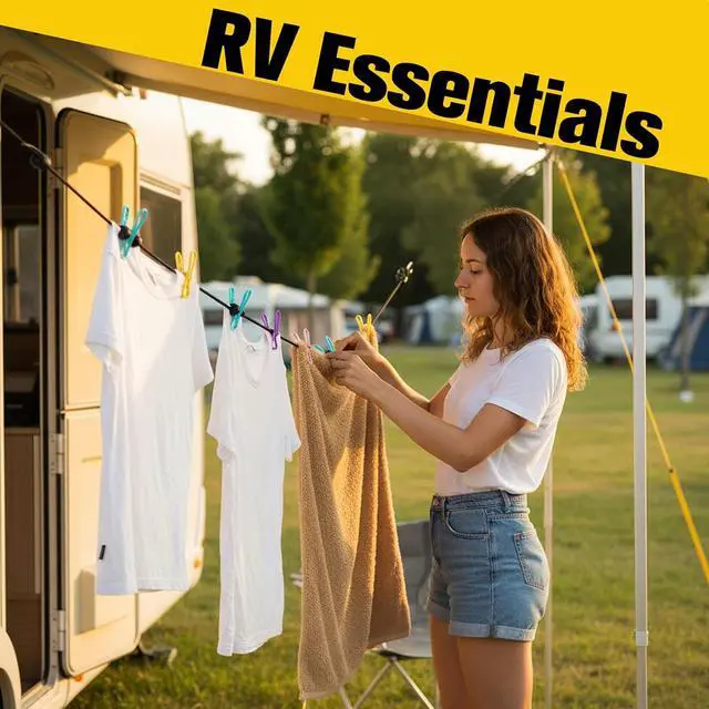 Alt view image 7 of 7 - Clothesline Camping Essentials, Elastic Travel Clothes Line Camping Gear for Outdoor Glamping, Cruise and RV Must Haves, 1 Count