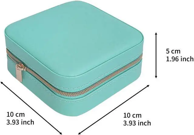 Alt view image 6 of 7 - TRODANCE Jewelry Case with Mirror, Small Travel Jewelry Organizer, Portable Mini Storage Box for Rings, Earrings, Necklaces, Gift for Mother Mom, Girl, Daughter, Sisters, Bridesmaids (Blue)