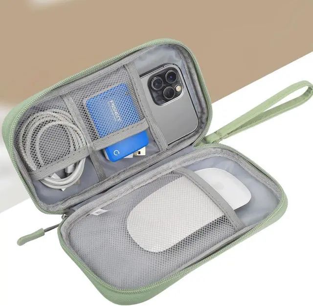 Alt view image 2 of 7 - CAAORDKSO Small Cable Organizer Bag, Travel Cord Charger Organizer Case Waterproof Accessories Pouch, Electronic Carrying Case Bag for Cable, Cord, Charger, Phone, Power Bank, Earphone (Mint Green)