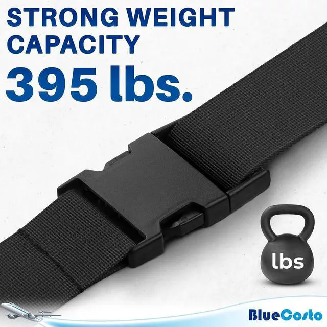 Alt view image 7 of 7 - Luggage Straps for Suitcases - TSA Approved - Black, 4 PK - Premium Nylon Belts for Suitcase, Briefcase & Travel Bag - Adjustable Strap Length 46" - 78"