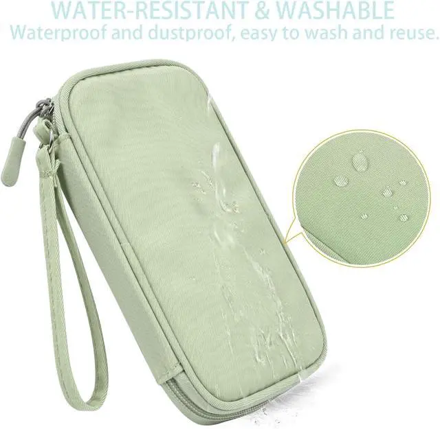 Alt view image 3 of 7 - CAAORDKSO Small Cable Organizer Bag, Travel Cord Charger Organizer Case Waterproof Accessories Pouch, Electronic Carrying Case Bag for Cable, Cord, Charger, Phone, Power Bank, Earphone (Mint Green)