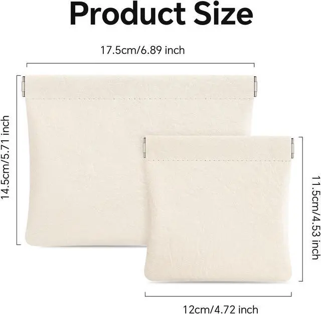 Alt view image 3 of 7 - Sightor 2PCS Small Makeup Bag for Purse Mini Cosmetic Bag Pocket Pouch | Leather Purse Pouch Self-closing Coin Purse Lipstick Pouch Small Leather Cosmetic Pouch