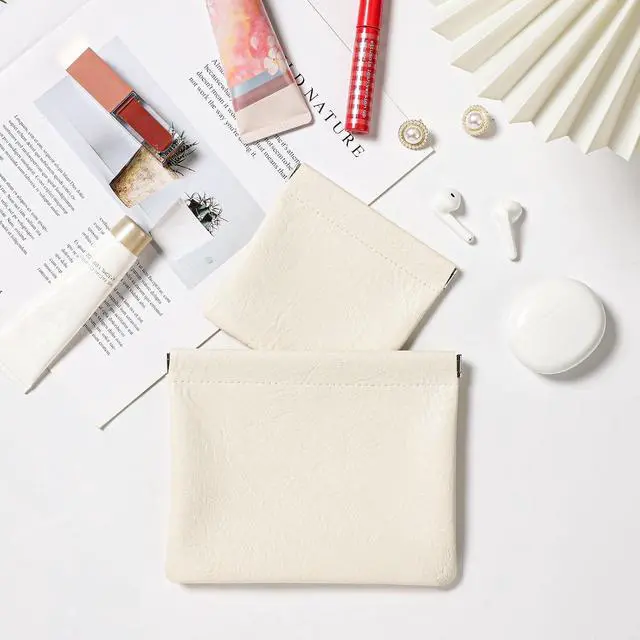 Alt view image 2 of 7 - Sightor 2PCS Small Makeup Bag for Purse Mini Cosmetic Bag Pocket Pouch | Leather Purse Pouch Self-closing Coin Purse Lipstick Pouch Small Leather Cosmetic Pouch