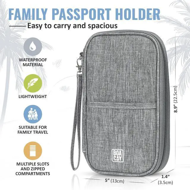 Alt view image 3 of 7 - BOACAY Travel Document Organizer with RFID, Family Passport Holder, Wallet for Women & Men, Portable & Waterproof Case for Cards, Boarding Pass, Money