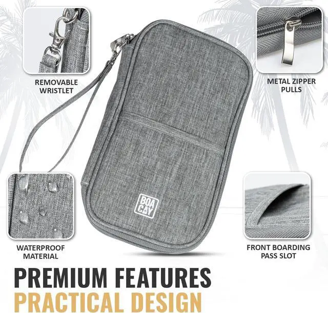 Alt view image 4 of 7 - BOACAY Travel Document Organizer with RFID, Family Passport Holder, Wallet for Women & Men, Portable & Waterproof Case for Cards, Boarding Pass, Money
